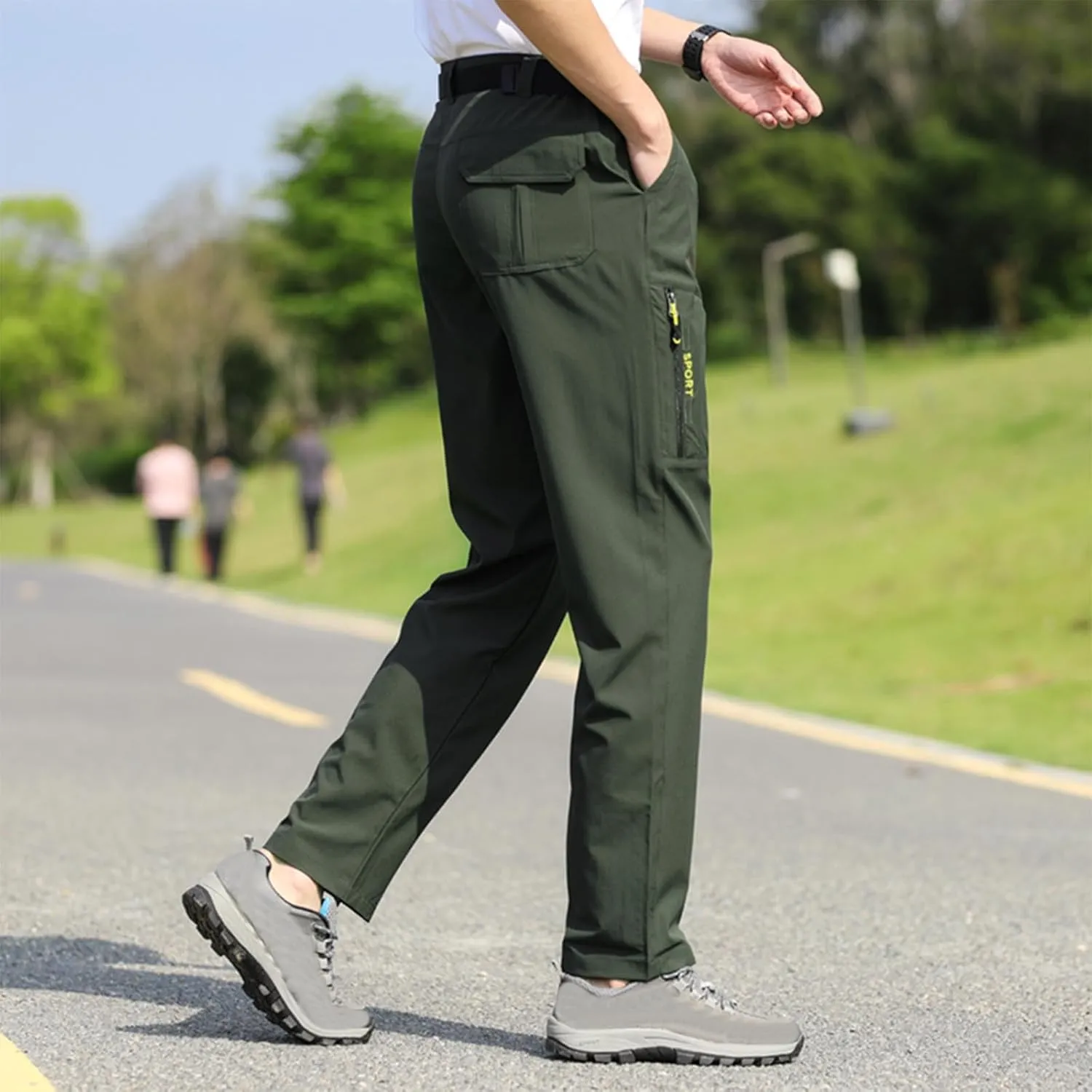 5 Pockets Waterproof Lightweight Quick Dry Travel Fishing Workout Outdoor anecdotal Pant Active Wear Hiking Pants Men with Belt 