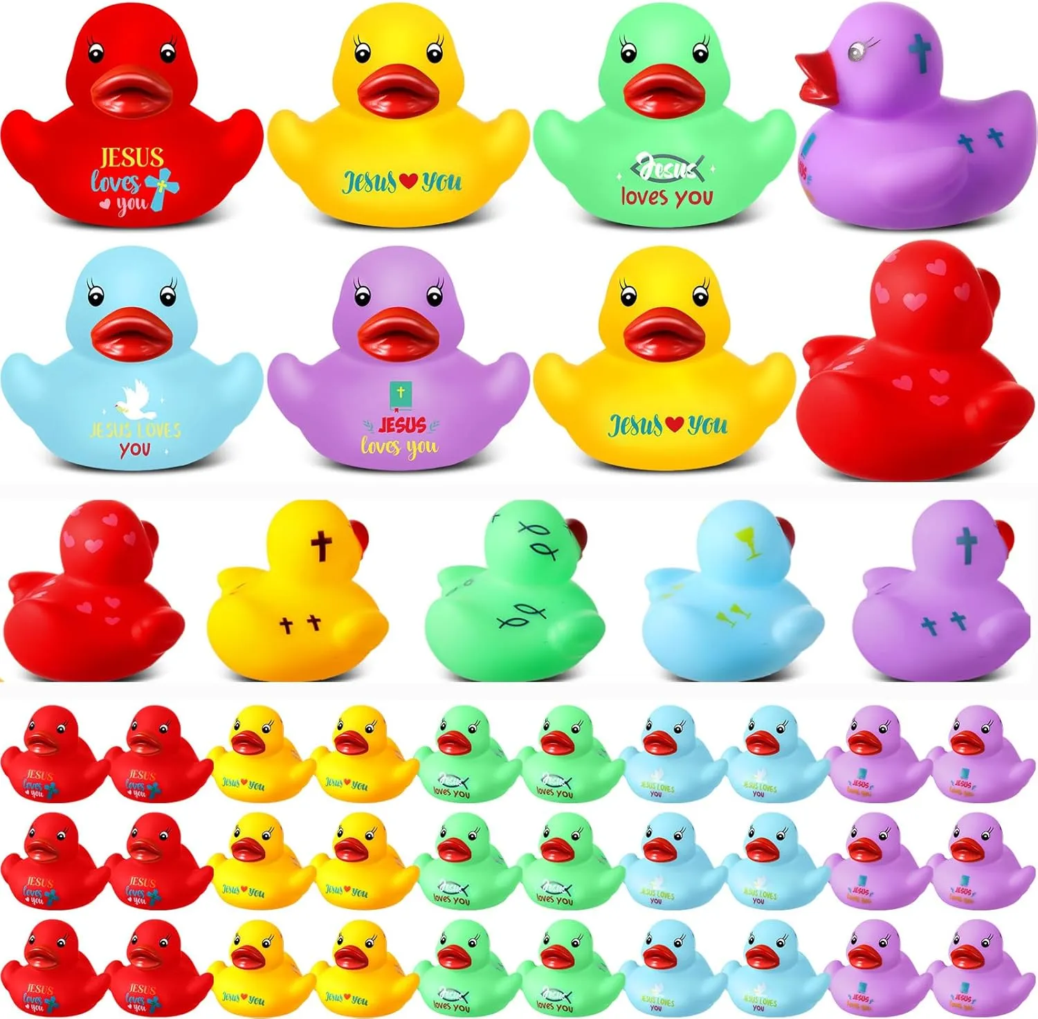 50 Pcs 2 Inch Jesus Loves You Rubber Ducks Bulk Christian Mini Duck Figures Religious Little dart aspect mansion across Jesus Ducks Religious Party Favors for Church Hide Sunday Gifts Easter Baskets Fillers Sotiff 