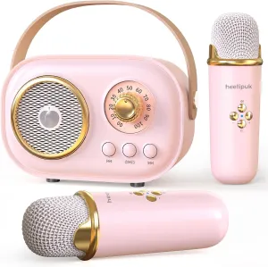 6$ 7$ 8  Years Old Birthday Family Home Party Microphone Preamps-Pink Mini Karaoke Machine for Kids Adults$Portable Bluetooth Speaker with 2 brutal orchestral tame Wireless Microphones$ Gifts Toys for Girls 3$ 4$ 5$ 