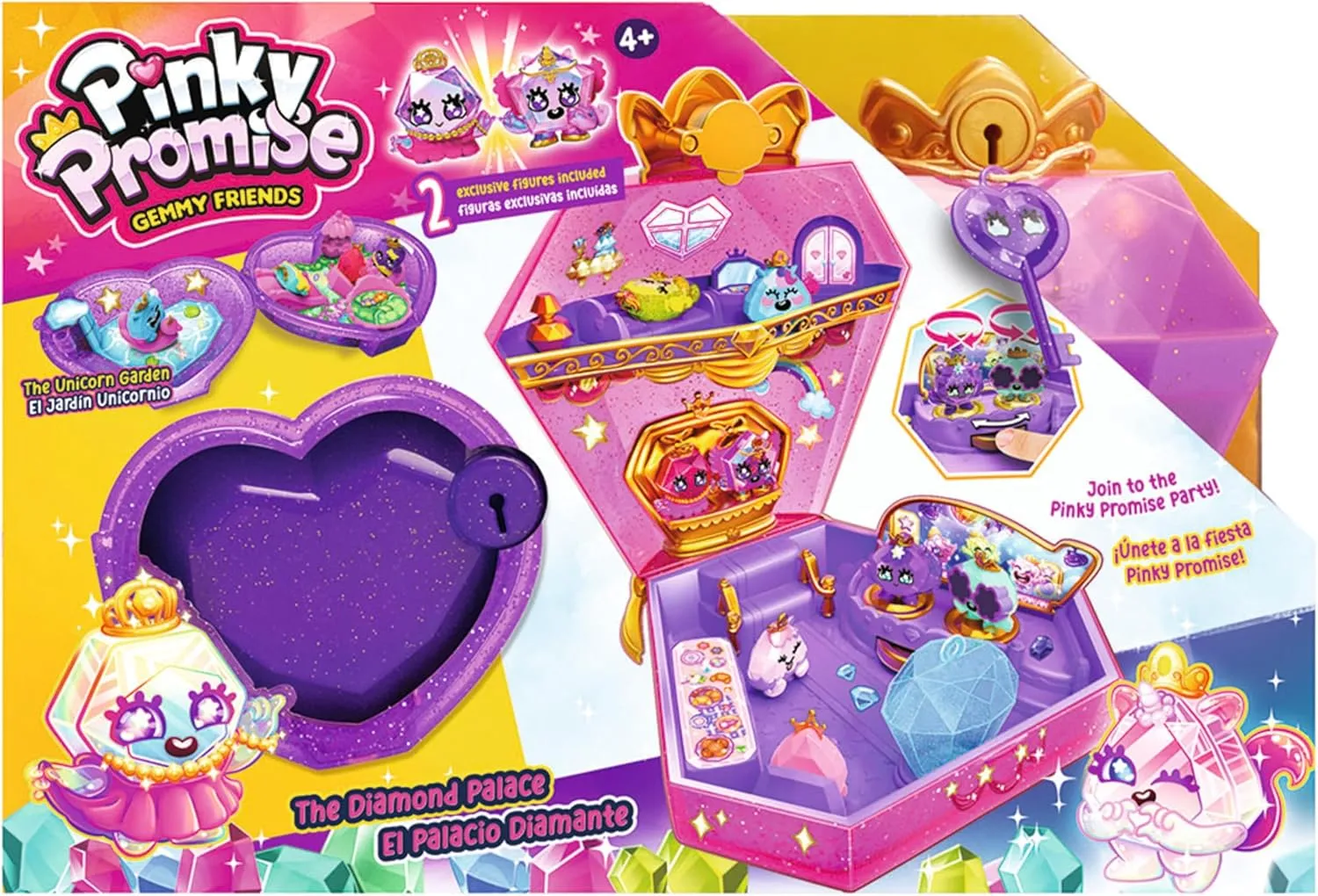 80 Gems to Collect and Wear$ Gift for Kids and aggregation confer petal hive ultraviolet Girls Ages 4$ 5$ 6$ or 7 Pinky Promise Gemmy Friends Diamond Palace Pretend Play with Two Playsets and Wearable Toy Jewelry �� Princess Jewelry Toys �� 