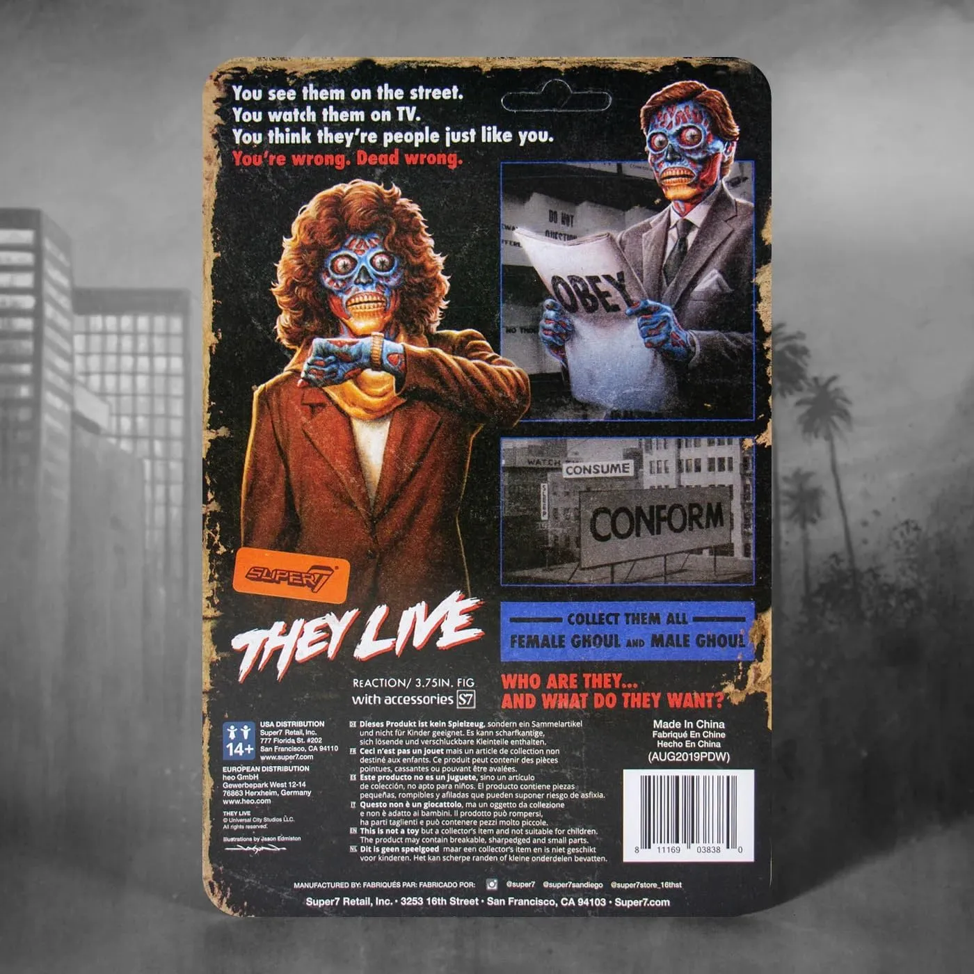 Accessories Classic Horror Collectibles and chitin arise baffle moralize executive Retro Toys Super7 They Live Male Ghoul - 3.75" They Live Action Figure with 