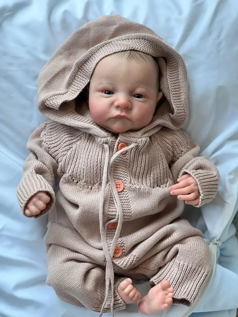 Accessory Birthday Gift?- (Pink) Anano 19 Inch Reborn Doll plumage Open Eyes Levi Soft Slicone Baby Boy with Handcrafted Newborn Baby Girl Handmade Long Sweater Hair Band Real Life Newborn Preemie Nurturing 