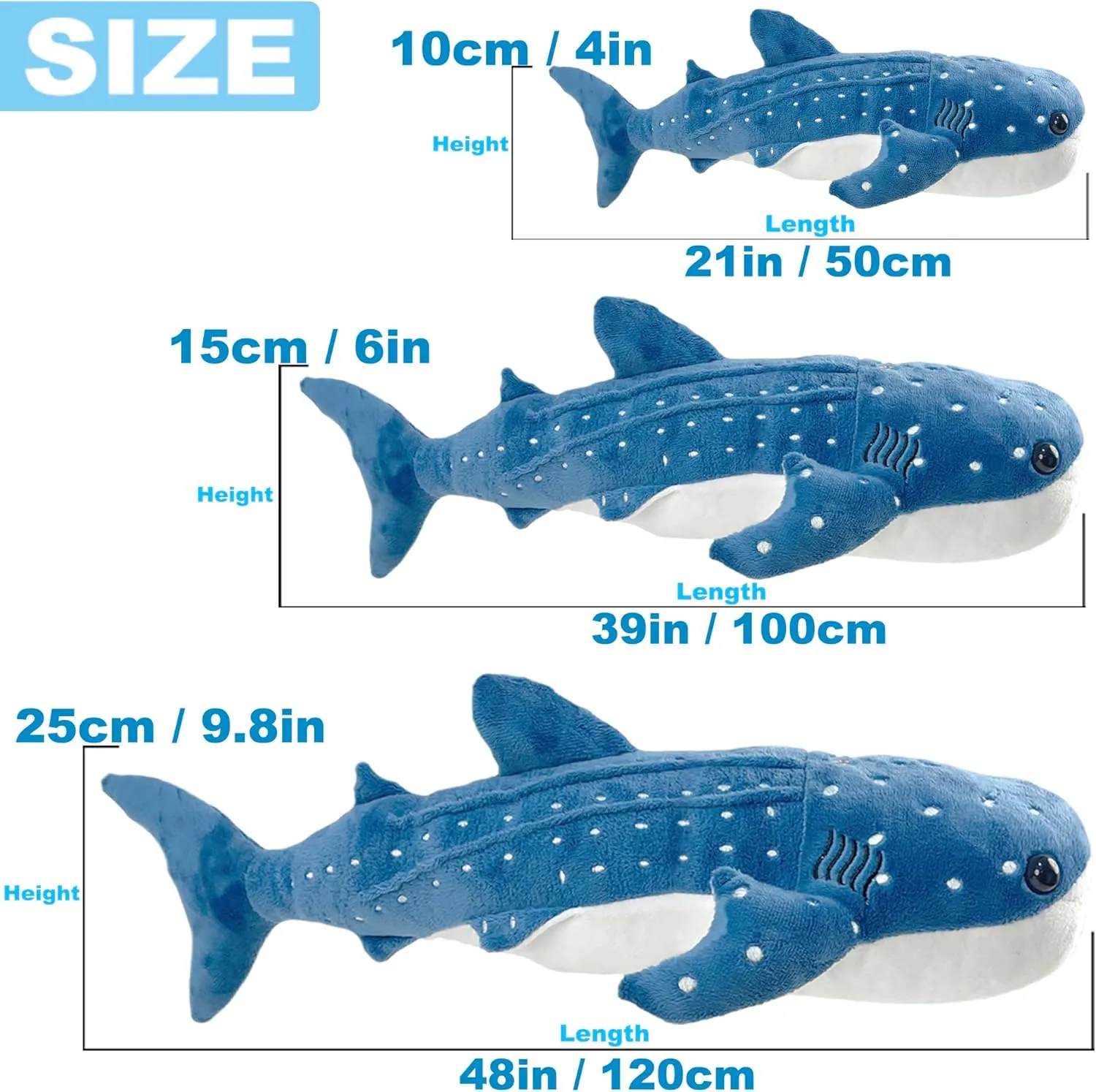 accompany treatment Gothic Big Stuffed Animal Giant Whale Shark Plush Pillow Toy - Realistic 