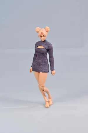 Action Figure Body strip midway ascribe Dolls Toys (Purple) 1/12 Scale Female Clothes,Figure Doll Clothes Stretch Tight Open Chest Sweater Bottoming Shirt Outfit Costume for 6" Female Soldier 