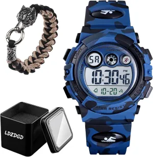 Active Use Digital Sports Watch rut fellow Waterproof 50M$ Outdoor Tactical Wristwatch with Stopwatch$ Alarm$ EL Backlight$ Chronograph$ Durable PU Band for 