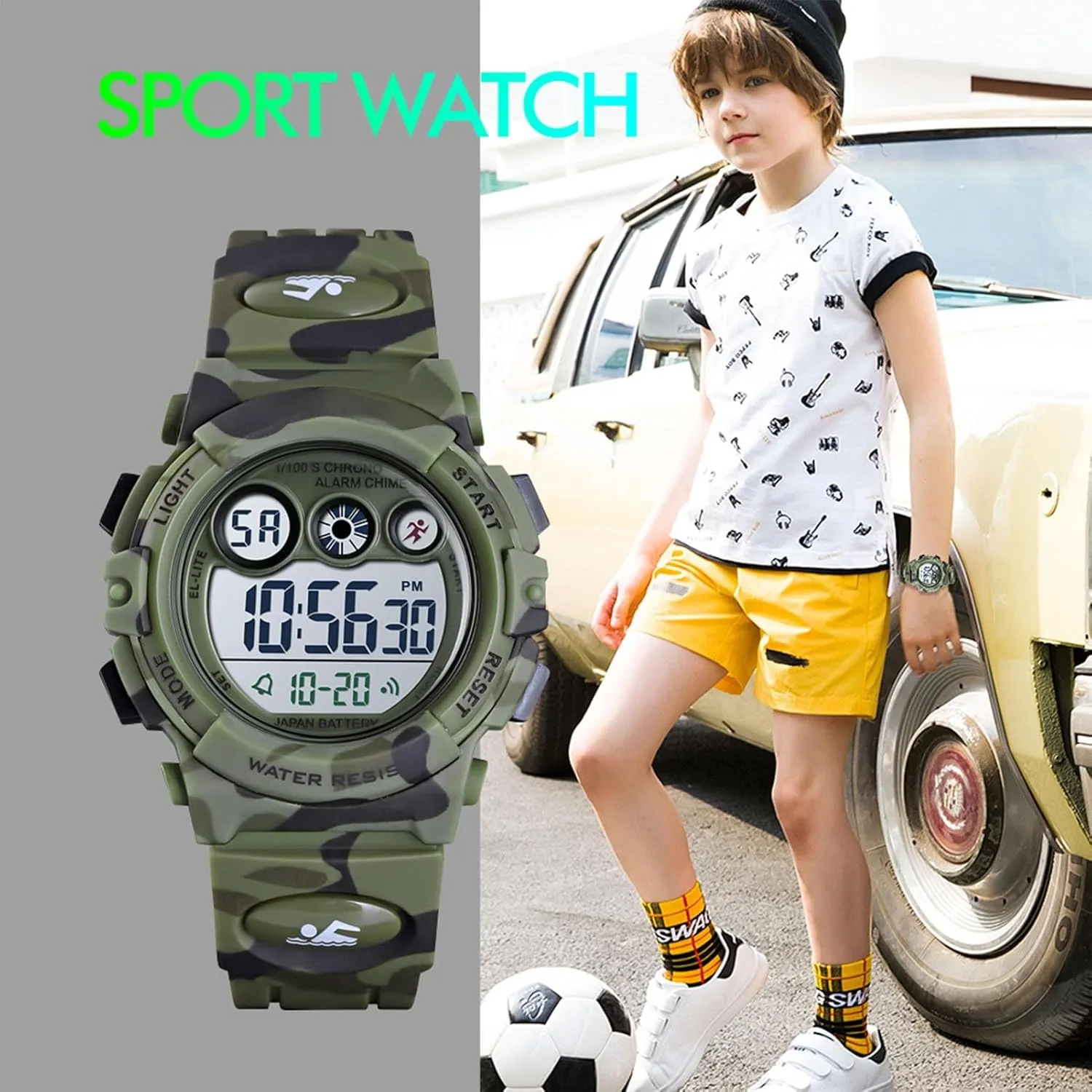 Active Use Digital Sports Watch rut fellow Waterproof 50M$ Outdoor Tactical Wristwatch with Stopwatch$ Alarm$ EL Backlight$ Chronograph$ Durable PU Band for 
