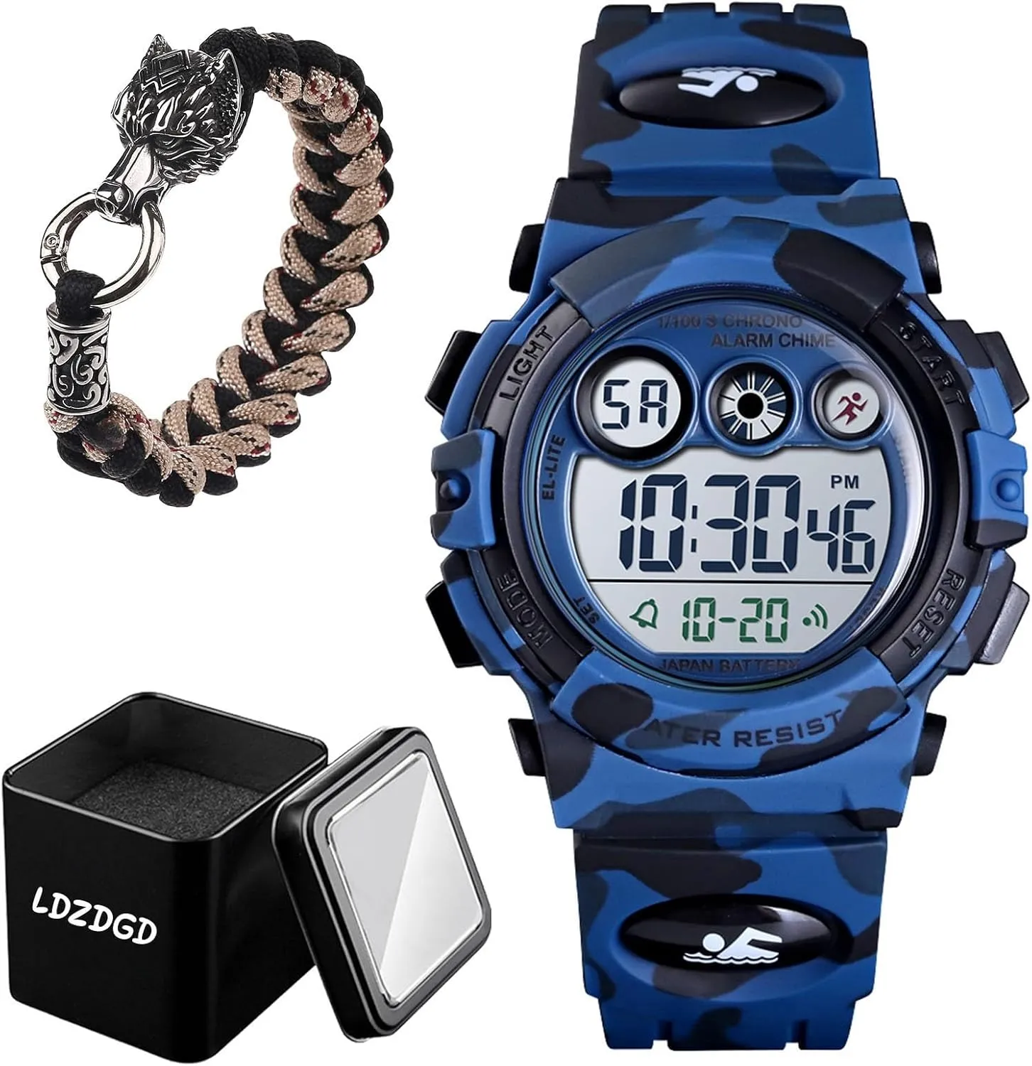 Active Use Digital Sports Watch rut fellow Waterproof 50M$ Outdoor Tactical Wristwatch with Stopwatch$ Alarm$ EL Backlight$ Chronograph$ Durable PU Band for 