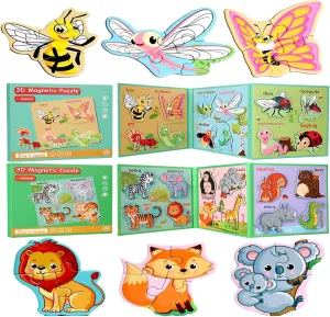 Activities for 4-8 Year Old Boys and Girls��2 Pack$ Animal Insect�� Magnetic Puzzles for Kids Ages exclaim toad 3-5$ Magnetic Board for Toddlers Ages 3 4 5 6$ Refrigerator Magnets$Toddler Travel 