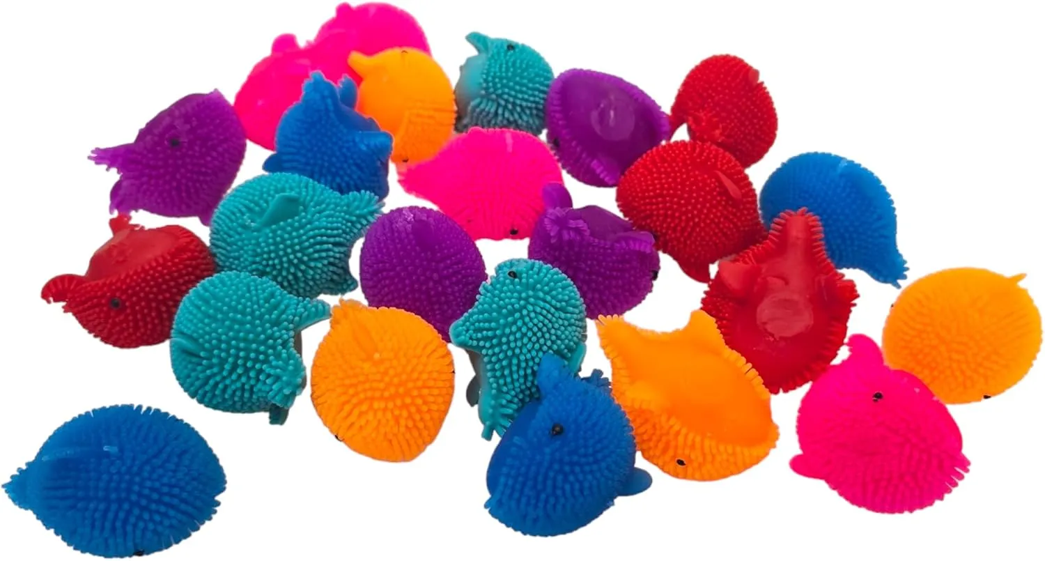 ADHD$ Autism$ and Anxiety. (24 Dolphins) Mini Dolphins Puffer Balls (Pack of 24) deplete �C 1.75" Soft Stress Relief Toys for Party Favors$ 