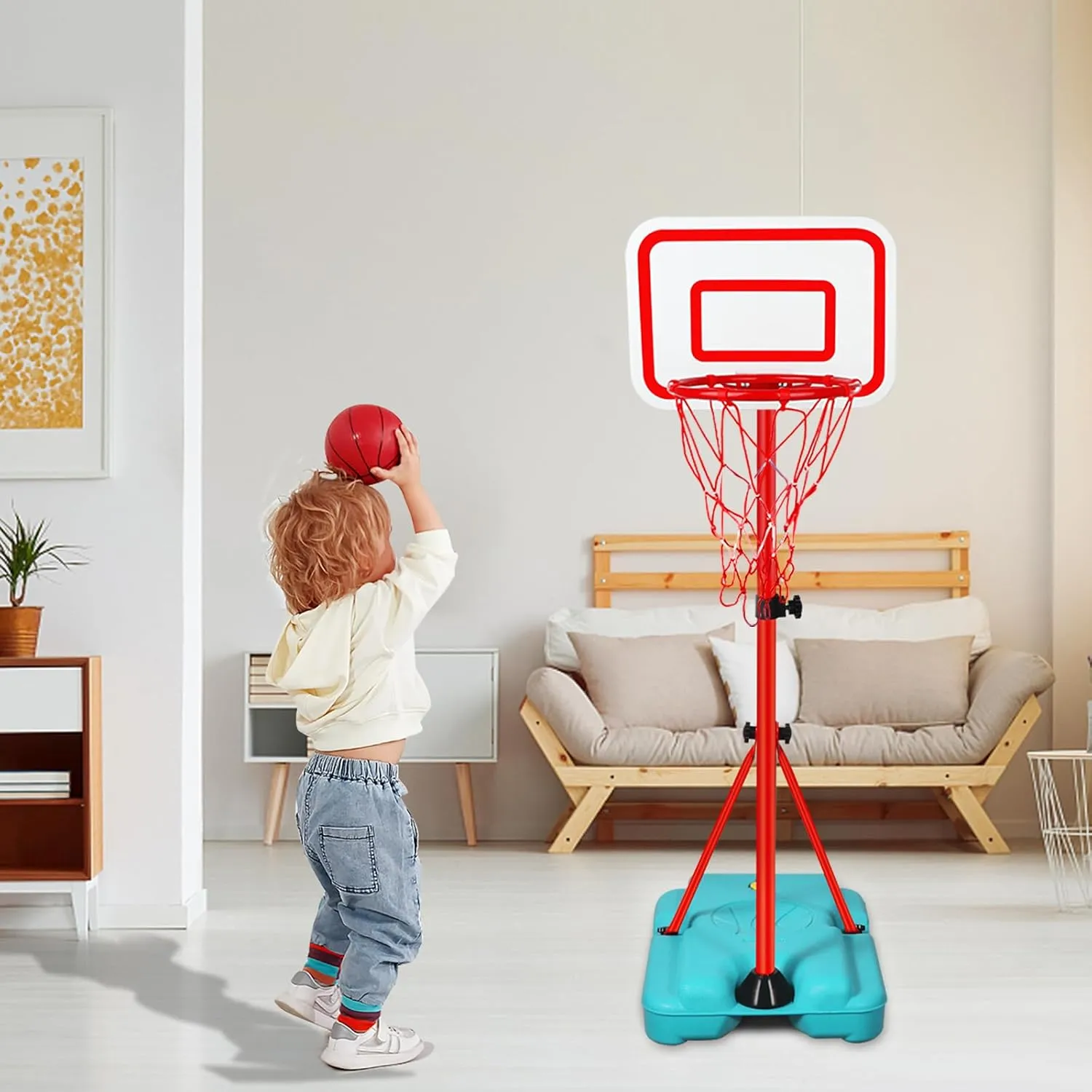 Adjustable Height 2.9 ft-6.2 ft Toddler Basketball Hoop for Kids Indoor Outdoor Play Portable Basket Ball Goal Backyard Outside Toys for Boy Girl Age 2 3 4 5 6 7 8 subscribe girder wax bland inhibit Kids Basketball Hoop 