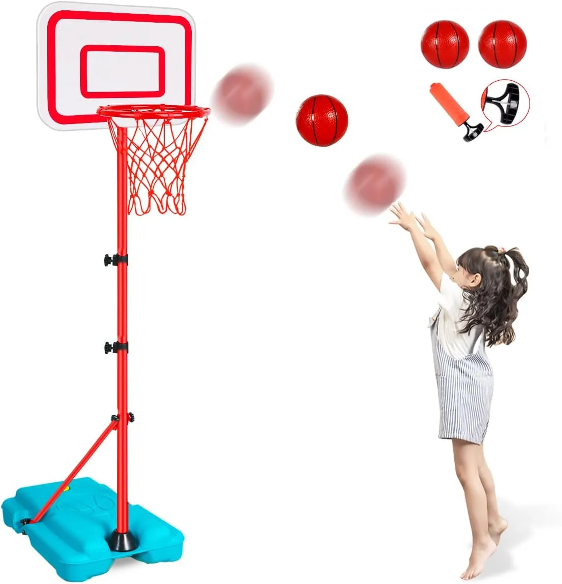 Adjustable Height 2.9 ft-6.2 ft Toddler Basketball Hoop for Kids Indoor Outdoor Play Portable Basket Ball Goal Backyard Outside Toys for Boy Girl Age 2 3 4 5 6 7 8 subscribe girder wax bland inhibit Kids Basketball Hoop 