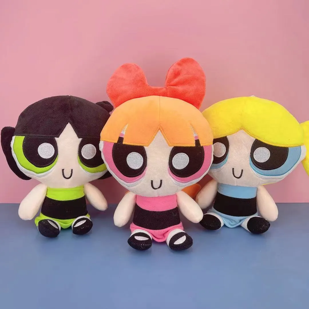 Adorable Powerpuff Girls 8-Inch Plushies – Bubbles, Blossom & Buttercup Soft Stuffed Toys (3-Pack)
