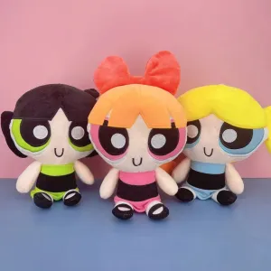 Adorable Powerpuff Girls 8-Inch Plushies – Bubbles, Blossom & Buttercup Soft Stuffed Toys (3-Pack)