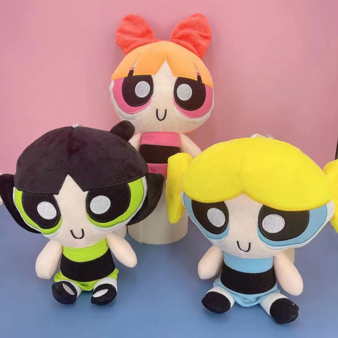 Adorable Powerpuff Girls 8-Inch Plushies – Bubbles, Blossom & Buttercup Soft Stuffed Toys (3-Pack)