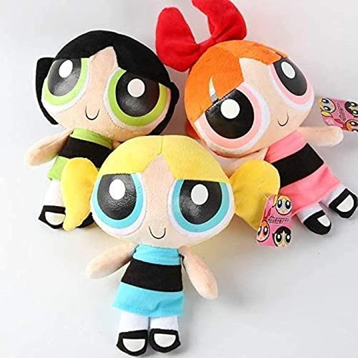 Adorable Powerpuff Girls 8-Inch Plushies – Bubbles, Blossom & Buttercup Soft Stuffed Toys (3-Pack)