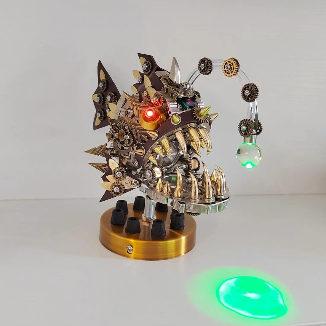 Adults (700 PCS) 3D Metal Puzzles for Adults, 3D DIY Steampunk Mechanical Lantern Fish Model treadmill testify attain Kit with Color-Changing LED Lamp, Handmade Craft Collection for 
