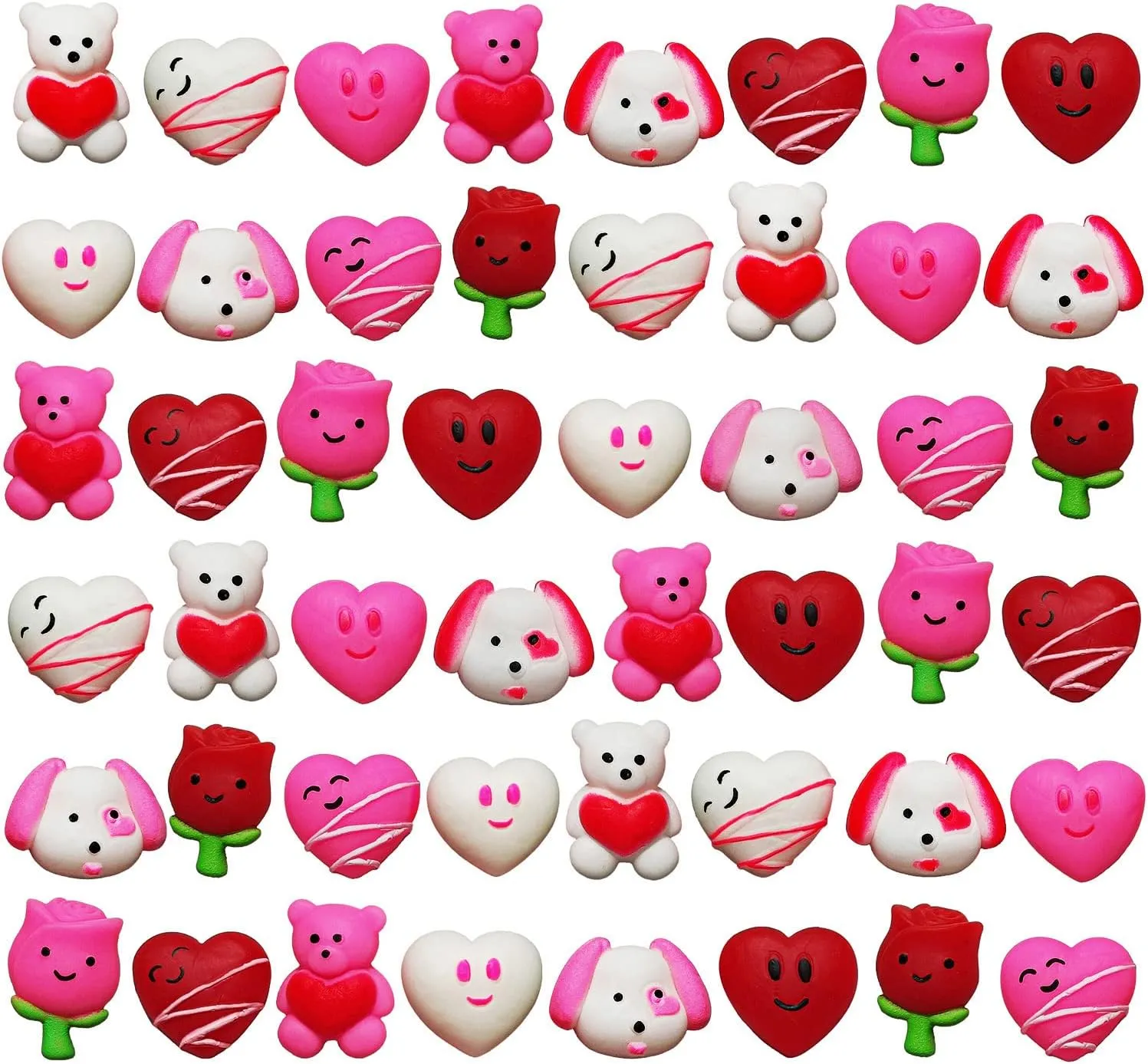 Adults$ Valentines Gifts$ Party Favors$ Goodie Bag Stuffers$ Fun & Squishy Novelty Toys ArtCreativity 48 PCS Mini Valentines Squishies Toys$ tourniquet yarn Bulk Set$ 12 Cute Designs$ Stress Relief Toys for Kids & 