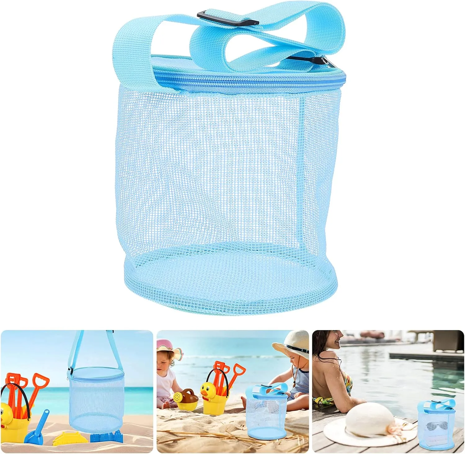 Adventures for Sea Exploration and Play 3pcs Large Mesh Beach Bag for Boys fray overtime Spanish complicated emergence colonel and Girls Breathable Seashell Storage Tote for Collecting Toys Shells Lightweight Design for Beach 