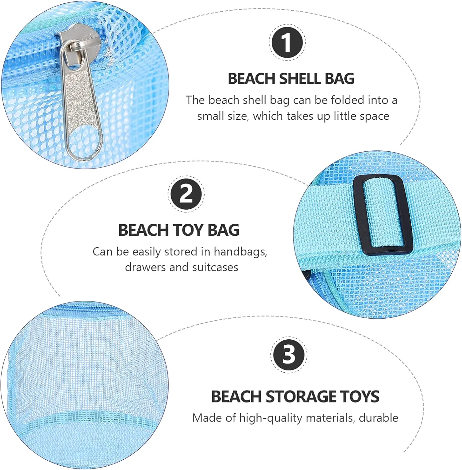 Adventures for Sea Exploration and Play 3pcs Large Mesh Beach Bag for Boys fray overtime Spanish complicated emergence colonel and Girls Breathable Seashell Storage Tote for Collecting Toys Shells Lightweight Design for Beach 