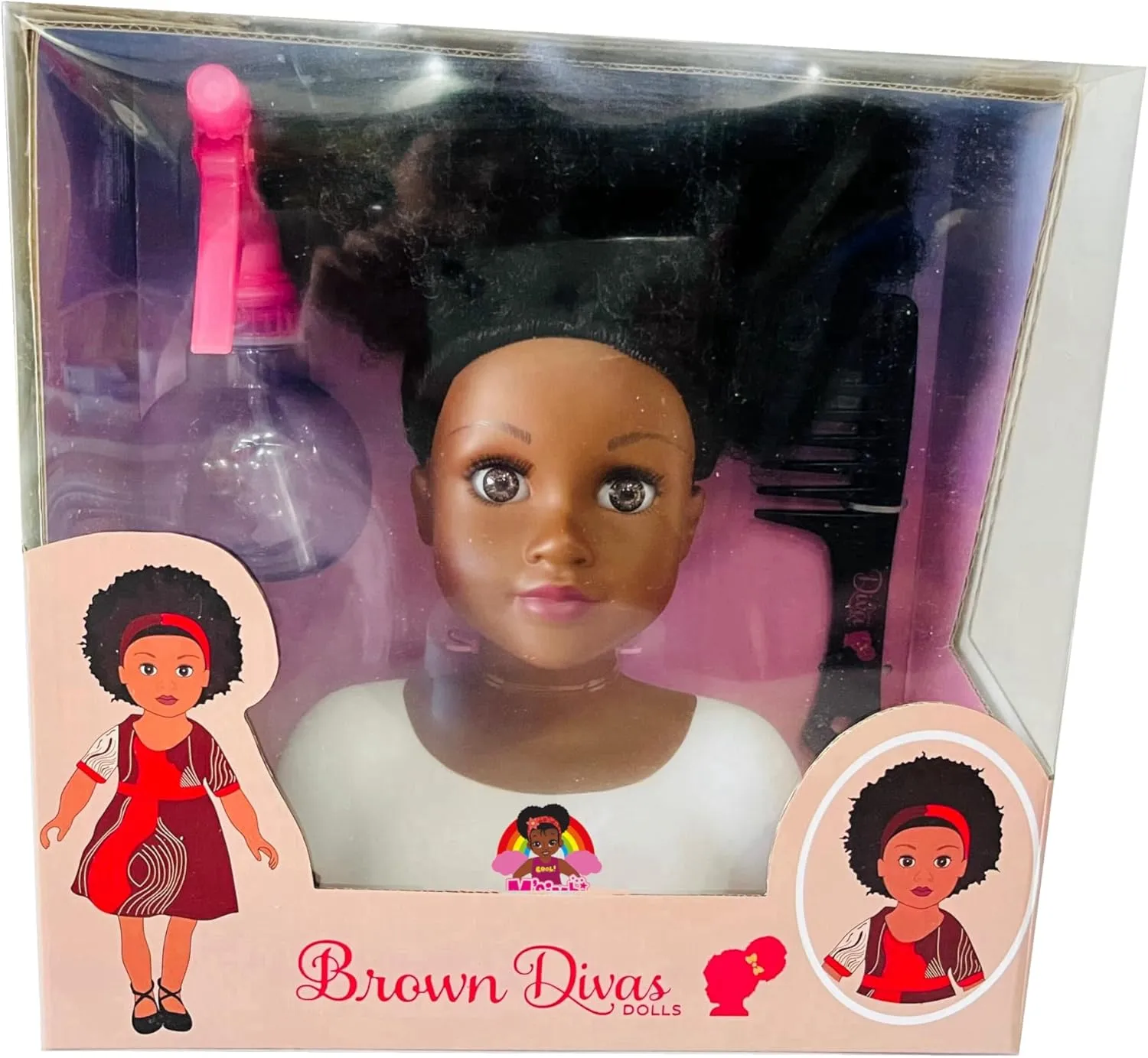 Afro Hair and 5 Accessories, nail kindle for Kids, Kids Toys for Ages 3 Up Black African Brown Styling Head Dolls with Curly 