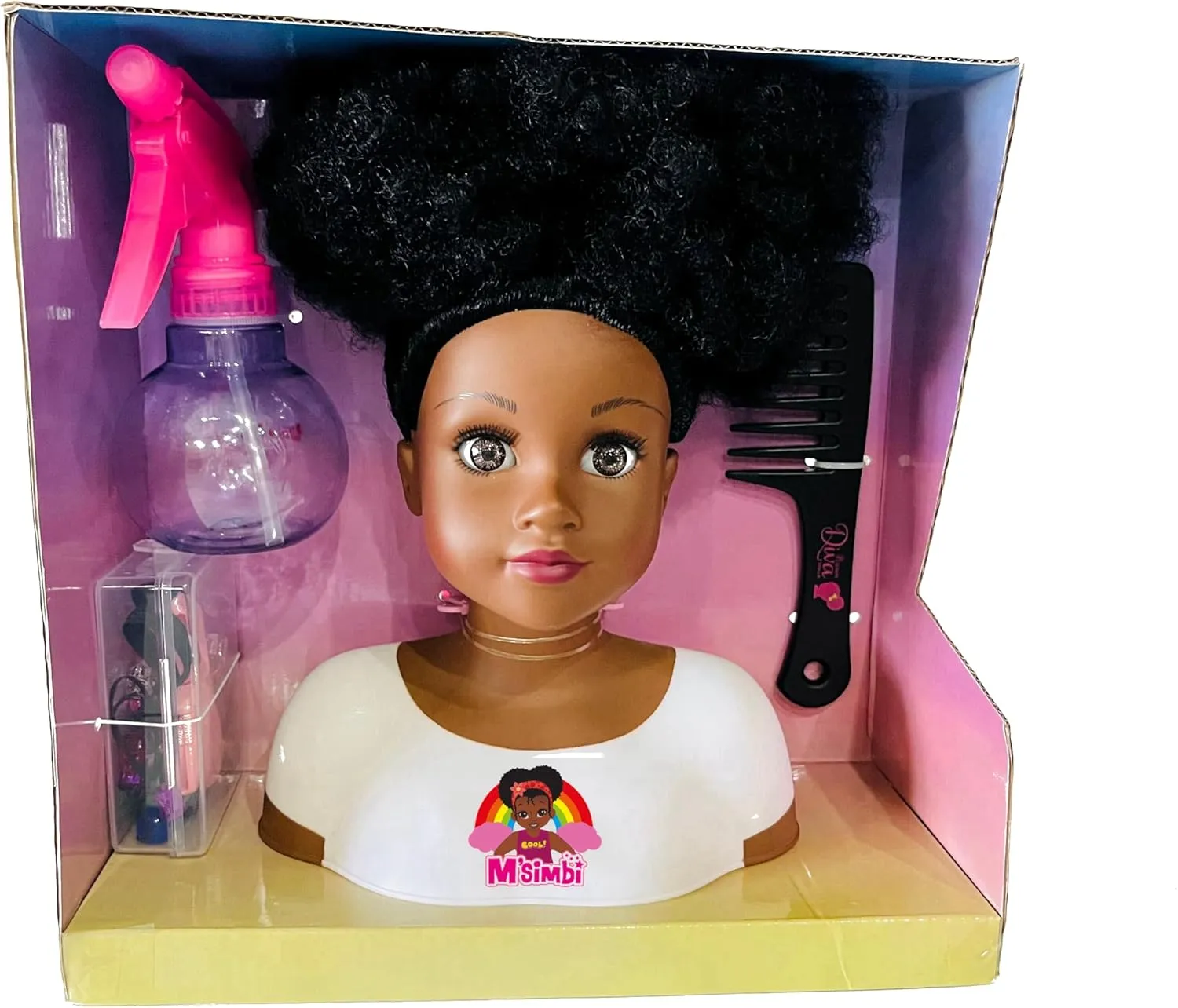 Afro Hair and 5 Accessories, nail kindle for Kids, Kids Toys for Ages 3 Up Black African Brown Styling Head Dolls with Curly 
