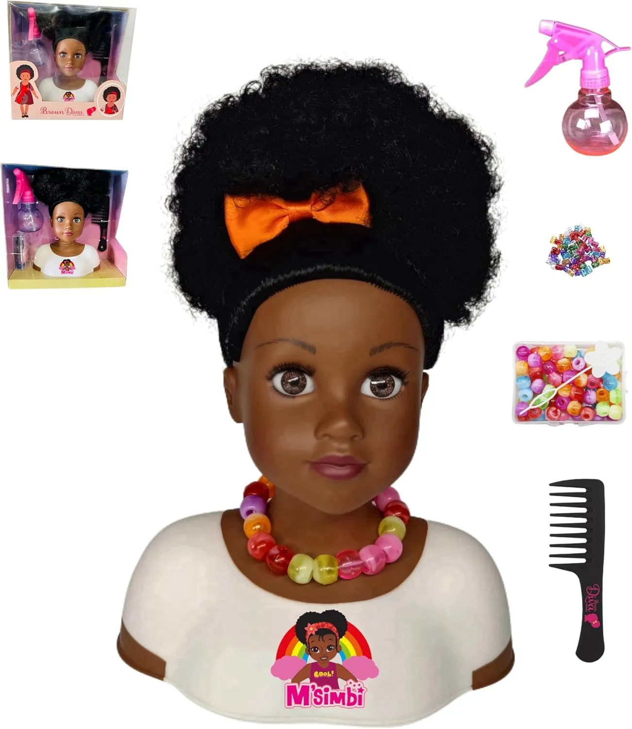 Afro Hair and 5 Accessories, nail kindle for Kids, Kids Toys for Ages 3 Up Black African Brown Styling Head Dolls with Curly 
