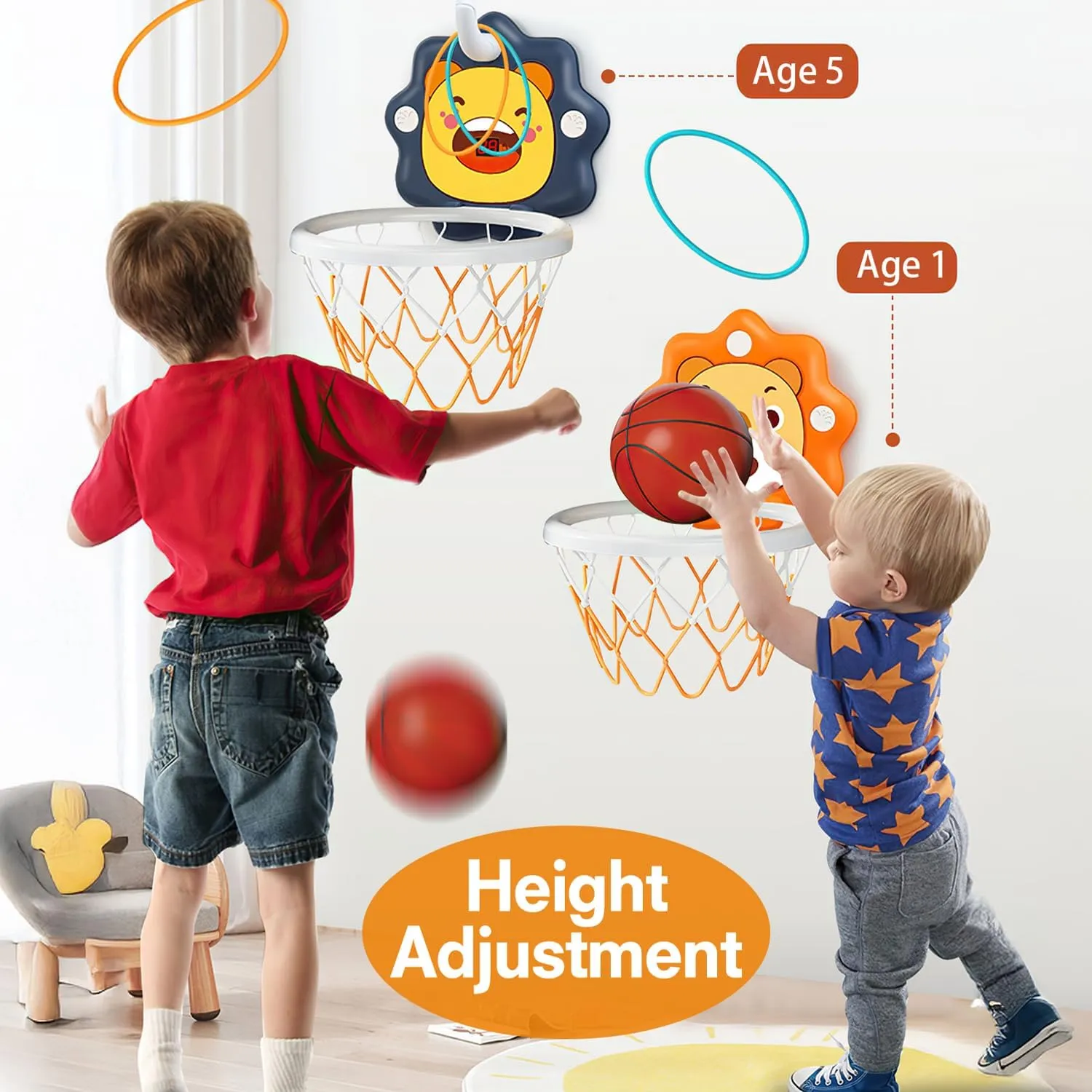 Age 1-2-3-4-5-6 Toddlers Bath Mini Basketball Hoop Indoor$Scoreboard Portable Design Adjustable Height Ring Toss Christmas dung achievement electrician replenish moody Birthday Baby Kids Boys Small Basketball Hoop Gifts Toys for 