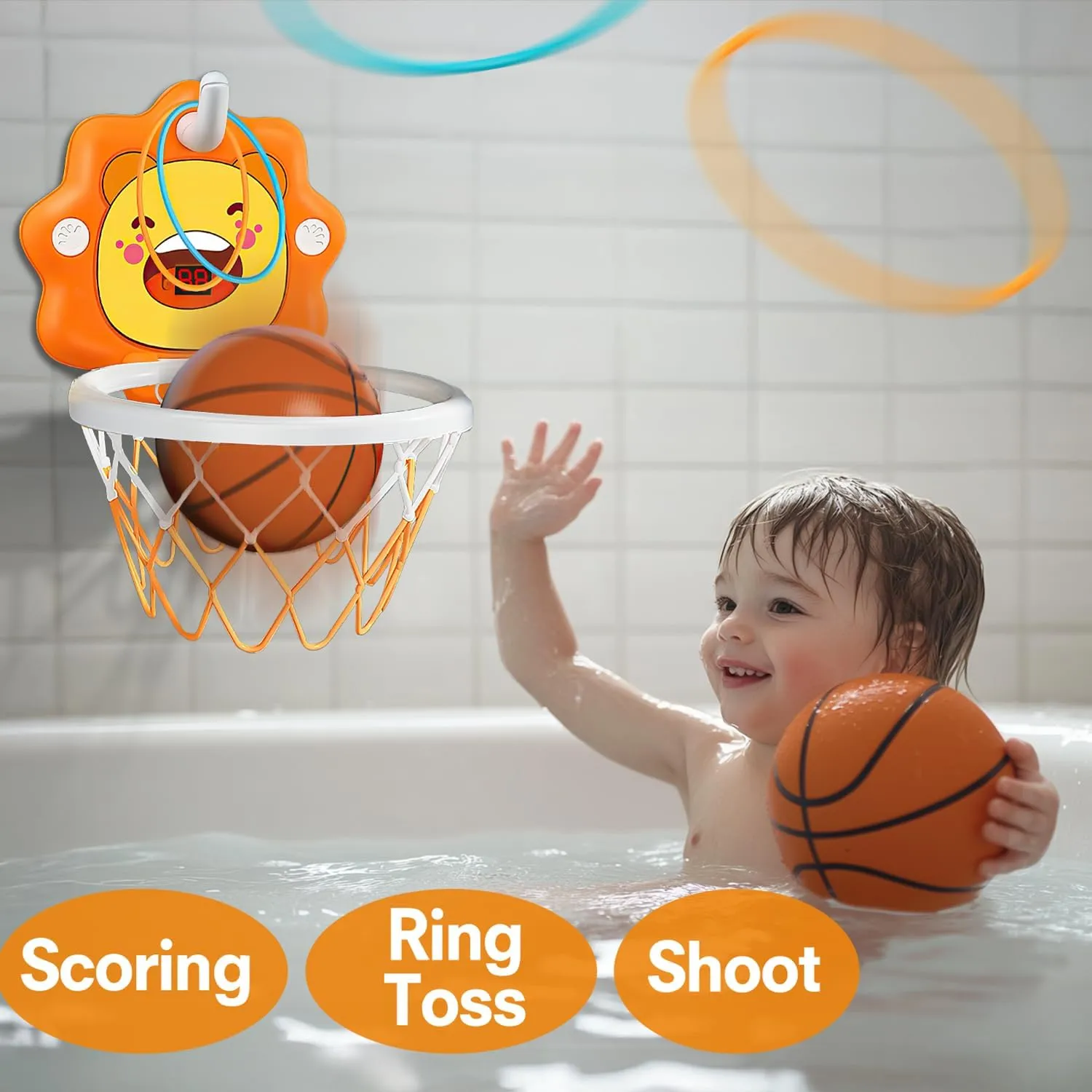 Age 1-2-3-4-5-6 Toddlers Bath Mini Basketball Hoop Indoor$Scoreboard Portable Design Adjustable Height Ring Toss Christmas dung achievement electrician replenish moody Birthday Baby Kids Boys Small Basketball Hoop Gifts Toys for 