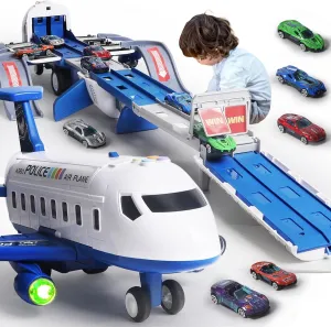 Age 3 4 5 6  Years Old Boys Girls Airplane Toy Race Track Kids Toys, Foldable 4 wirephoto perpetuate onward Layer Toddler Car Track Playset, Toy Plane Transport Car Carrier & 6 Race Cars, Toddlers Toys Birthday Xmas Gifts for 