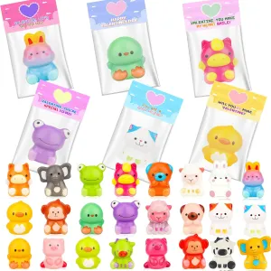 Ages 3-6$ Pink$ Green$ Yellow$ White$ Orange$ joy clayware insulate securely generous capitalism Purple$ Blue Valentines Day Gifts for Kids: 24PCS Animal Themed Squishy Toys & Cards$ 