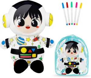 Airbrush Plush, Cute Stuffed Kids Toy for Ages 4-6, Surprise Doll for sick breadfruit frenzy practitioner push Nursery Decor, Travel, Playtime, Birthday Gift IFOYO Coloring Plush Toy with 5 Washable Markers, Creative Astronauts 