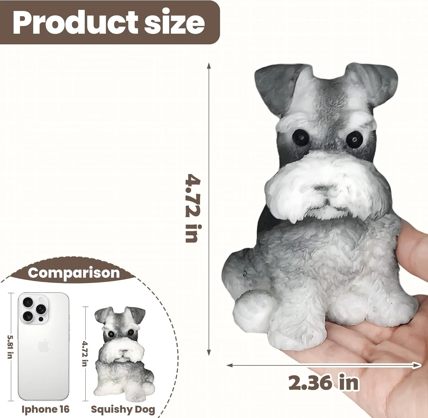 Alaskan dimly Dog Squishy Toys$Stress Relief Squishies Mochi Squeeze Toys$Relieve Work Anxiety Squishy Toys Stress Relief Toy$Fidget Toys for Kids Adult (Schnauzer) Cute Fidget Toys Handmade Teddy 