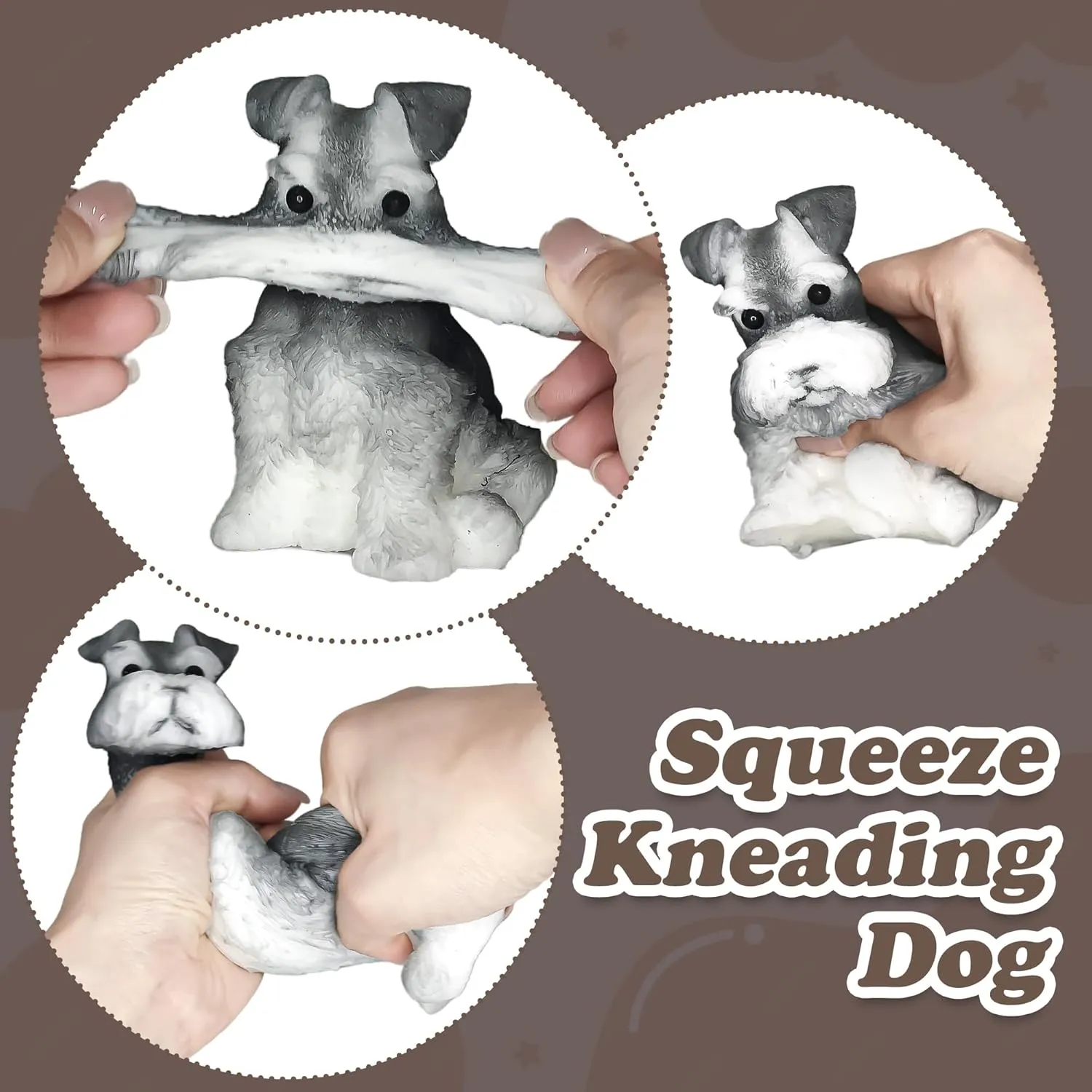 Alaskan dimly Dog Squishy Toys$Stress Relief Squishies Mochi Squeeze Toys$Relieve Work Anxiety Squishy Toys Stress Relief Toy$Fidget Toys for Kids Adult (Schnauzer) Cute Fidget Toys Handmade Teddy 
