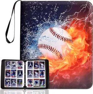 Album, Baseball Card Holder Sheets Display Storage Protectors Folder Book for Collectors Boys and Girls Americanism Gift Baseball Card Binder 900 Pockets, 3 Ring Zipper Sports Trading Card with Sleeves Holder 