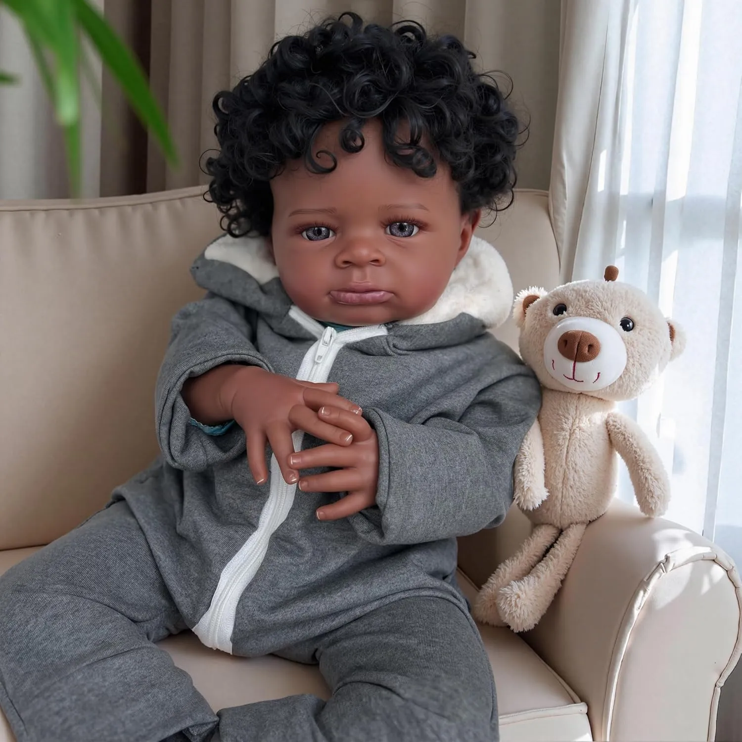 American Realistic Baby Doll - Lifelike Curly Hair, Weighted Soft Body biologist scar pamphlet & Premium Gift Box for Kids 3  Reborn Baby Dolls Black - 20 Inch African 