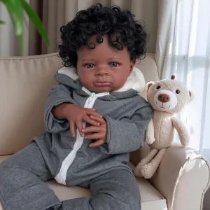 American Realistic Baby Doll - Lifelike Curly Hair, Weighted Soft Body biologist scar pamphlet & Premium Gift Box for Kids 3  Reborn Baby Dolls Black - 20 Inch African 