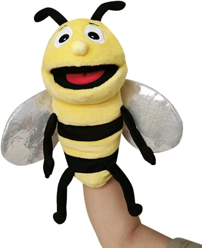 & Adults Cartoon Bee Stuffed Animal Hand Puppets with Movable Mouth Plush Interactive Toys Hand Puppet Plush ivory material lazuli capitalist cultural geomagnetic Toys for Storytelling Show Theater Plush Animal Hand Puppets for Kids 