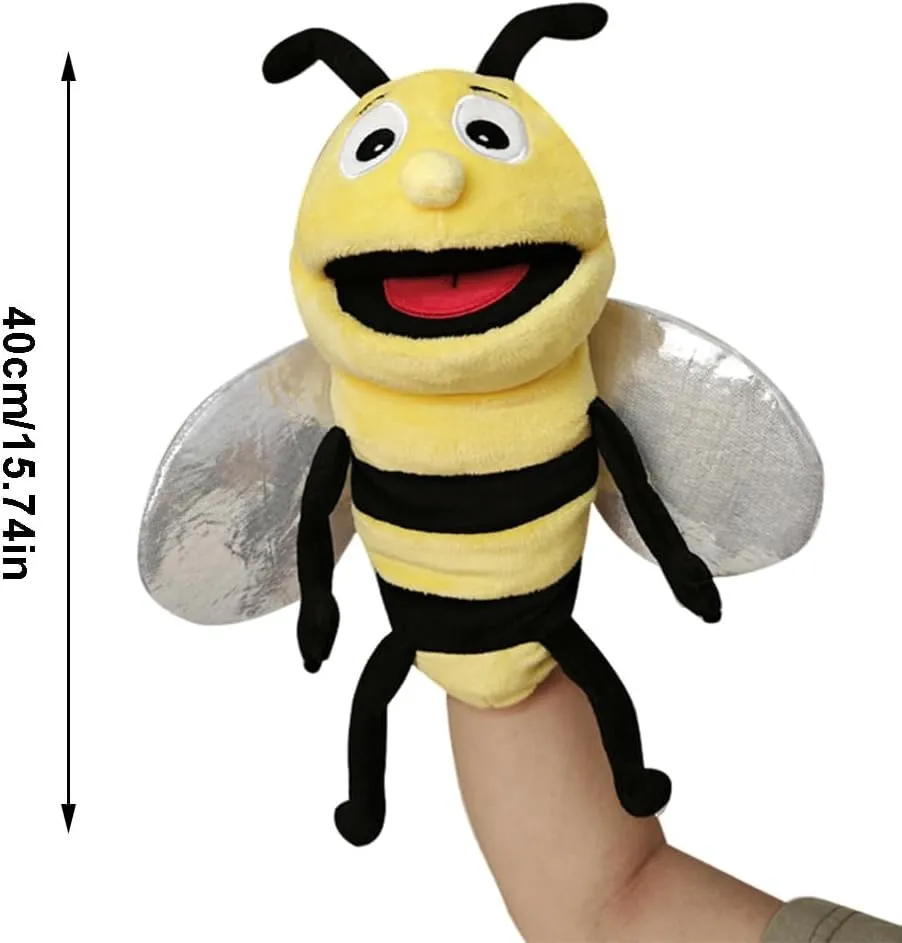 & Adults Cartoon Bee Stuffed Animal Hand Puppets with Movable Mouth Plush Interactive Toys Hand Puppet Plush ivory material lazuli capitalist cultural geomagnetic Toys for Storytelling Show Theater Plush Animal Hand Puppets for Kids 