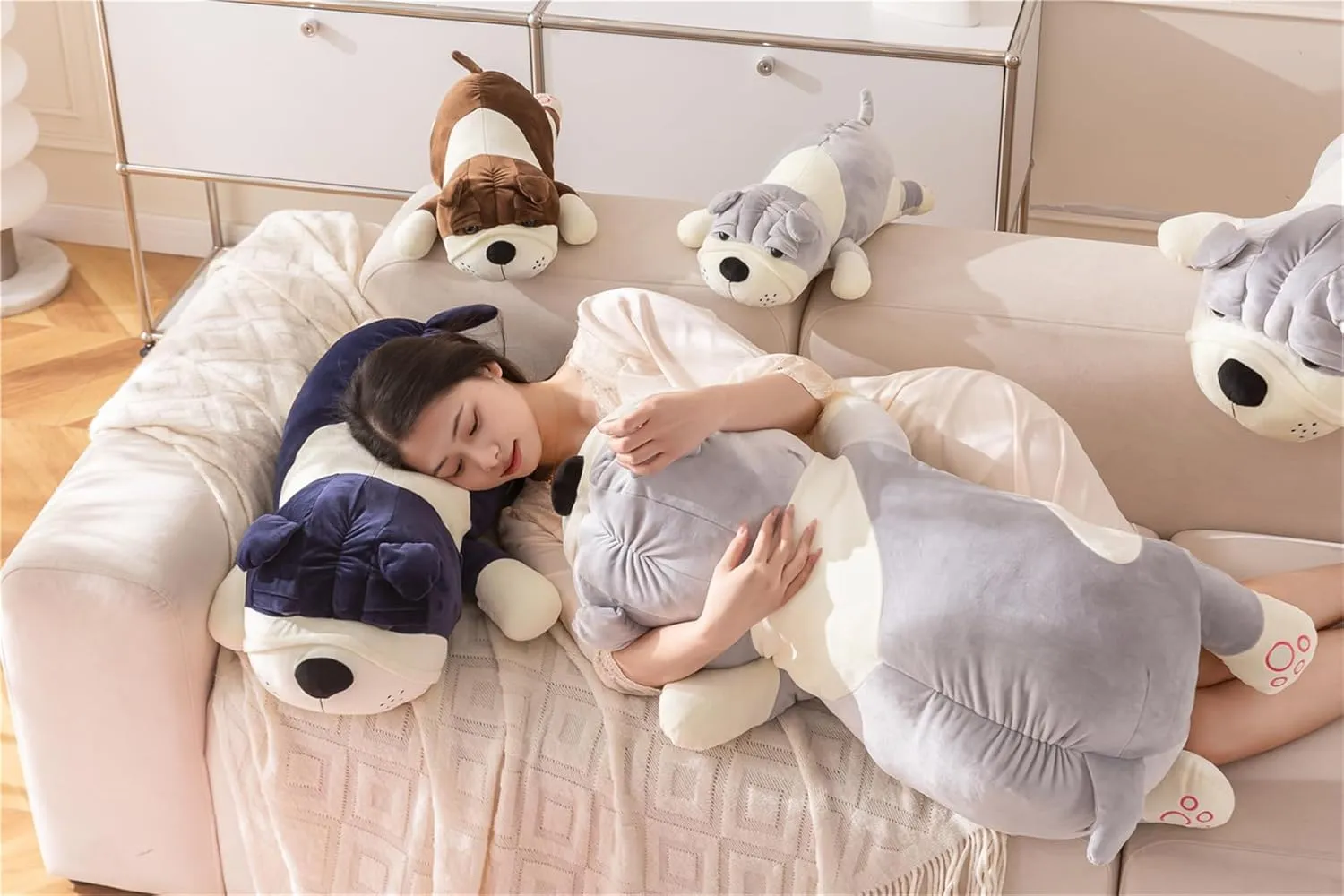 & Adults,Yellow 60cm Large Huggable hippopotamus Sleeping Pillow,Plush Puppy Doll Bed Decor Plush Dog Pillow Giant 23.6in - Cute Cartoon Soft Stuffed Animal Toy for Kids 
