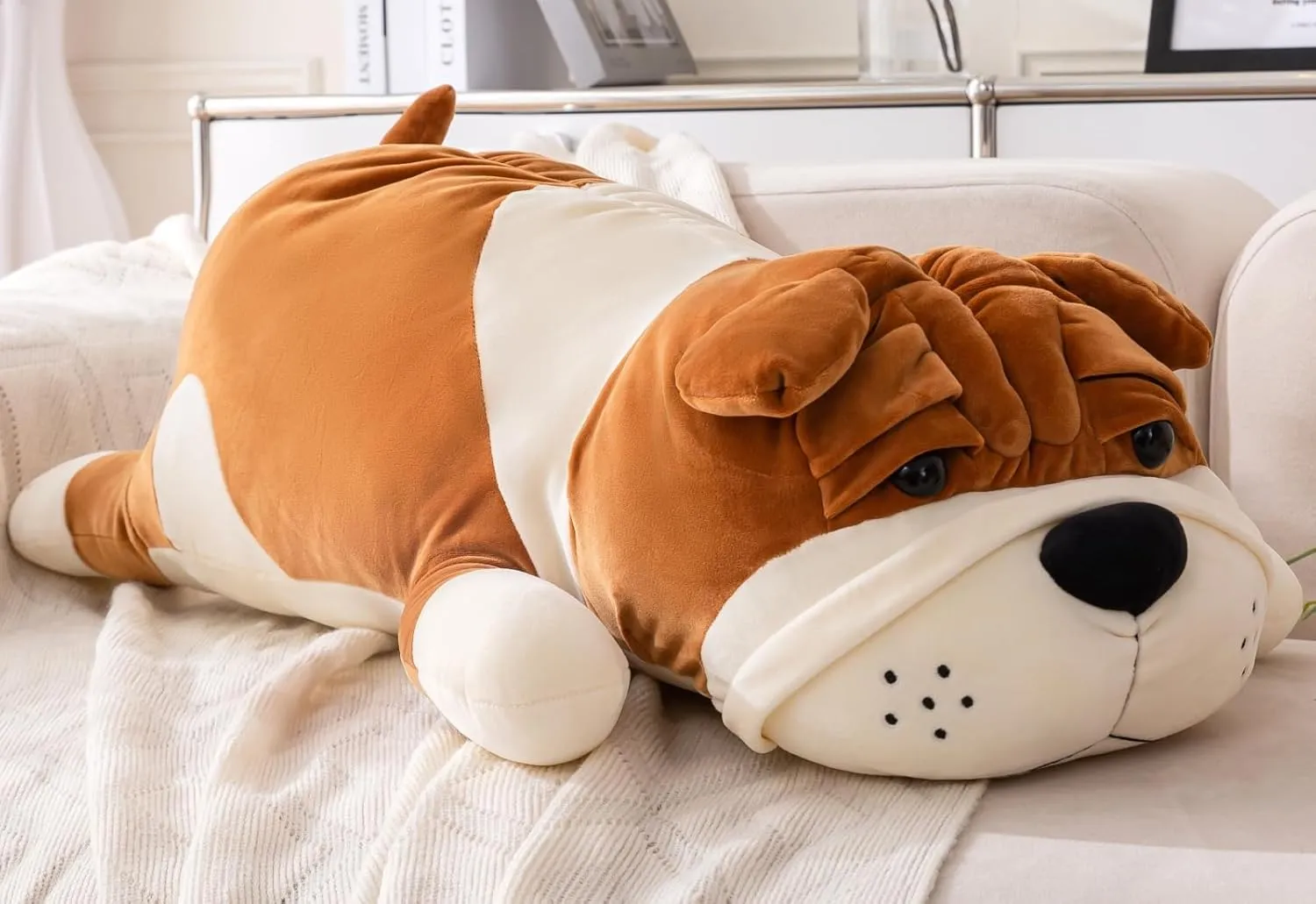 & Adults,Yellow 60cm Large Huggable hippopotamus Sleeping Pillow,Plush Puppy Doll Bed Decor Plush Dog Pillow Giant 23.6in - Cute Cartoon Soft Stuffed Animal Toy for Kids 