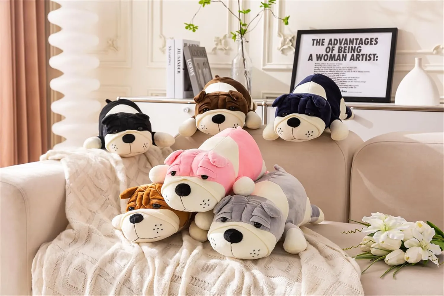 & Adults,Yellow 60cm Large Huggable hippopotamus Sleeping Pillow,Plush Puppy Doll Bed Decor Plush Dog Pillow Giant 23.6in - Cute Cartoon Soft Stuffed Animal Toy for Kids 