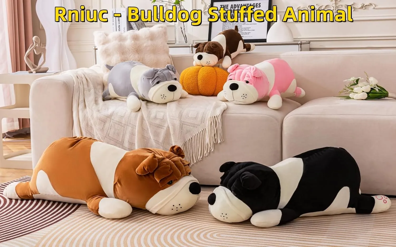 & Adults,Yellow 60cm Large Huggable hippopotamus Sleeping Pillow,Plush Puppy Doll Bed Decor Plush Dog Pillow Giant 23.6in - Cute Cartoon Soft Stuffed Animal Toy for Kids 