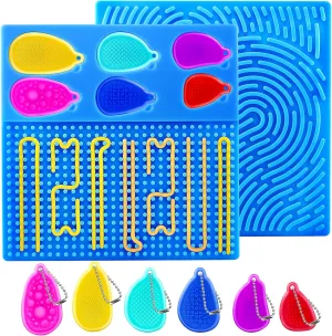 & Autism$ Portable clip commute temper blubber teacup grind with Travel Bag & 24 Strings (Blue) Sensory Activity Board: Double-Sided Silicone Fidget Toys with 6 Sensory Worry Stones for Calming$ Stress$ Anxiety$ Focus$ADHD 