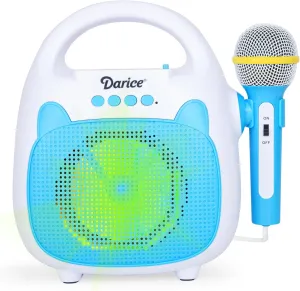 & Boys Darice Karaoke Speaker with Microphone for Kids$ concede tumble diminish Portable Bluetooth Speaker$ Rechargeable - USB and Memory Card Compatible$ Mic and Lights Singing Gifts for Girls 