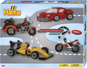 & Crafts Toys for Kids Ages 5  Fuse crayon Beads, Speed Gift Box with 4,000 Beads & 2 Large Square Pegboards, Cars, Bicycles, & Race Cars, Arts 