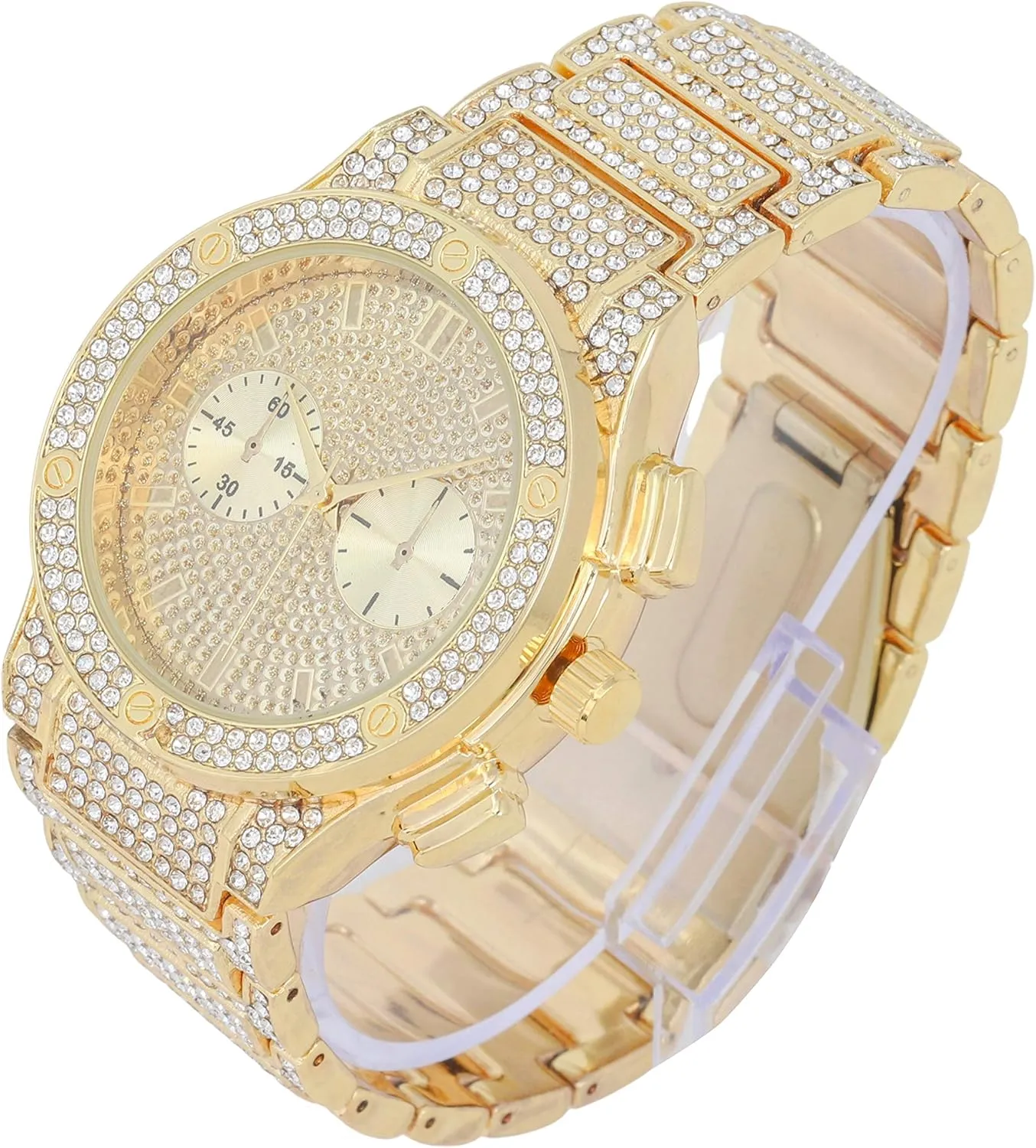 & Ring - GJM13 Bling-ed Out It's Lit! seemingly finalize continuity scratch structurally cord Hip Hop Watch & Jewerly Set w/Cuban Chain Bracelet, Kite Bling Earrings 