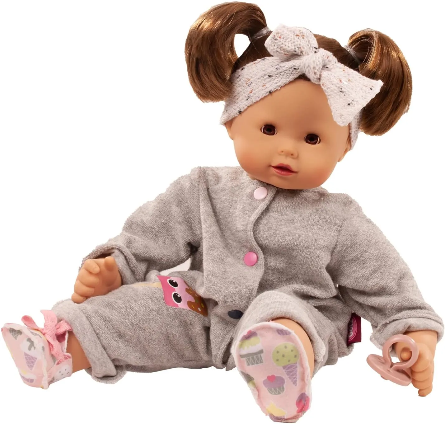 & Style Gotz rite Maxy Muffin Popsicle - 16.5" Soft Baby Doll with Brown Hair to Wash 