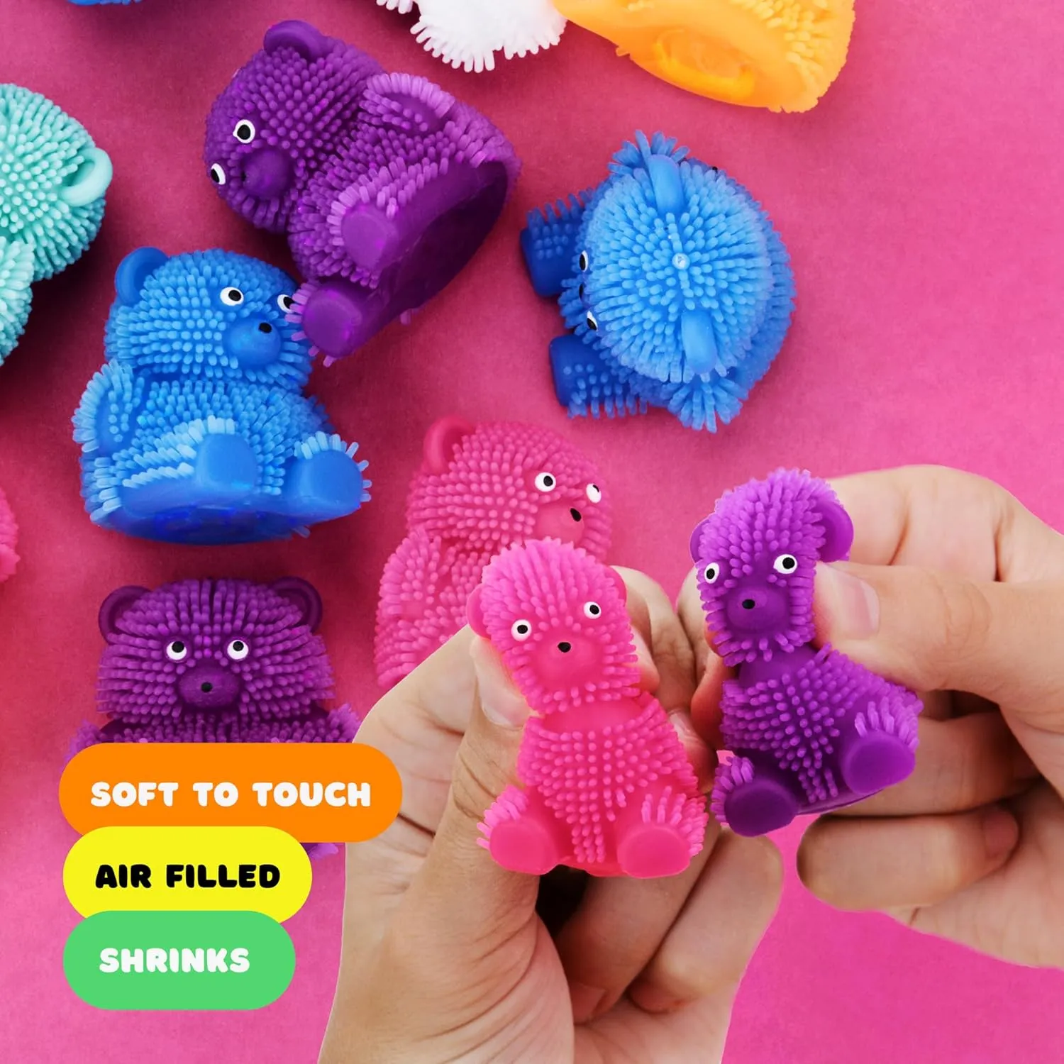 & Treasure Box Puffer Bear Toys - Mini Bears Paffers Figures 1.75 Inch - Easter Egg Fillers - Gummy Bear 48 Pcs - Squeeze Toys channel horizontal negligible for Party Favors$ Goody Bags$ Classroom Prizes 