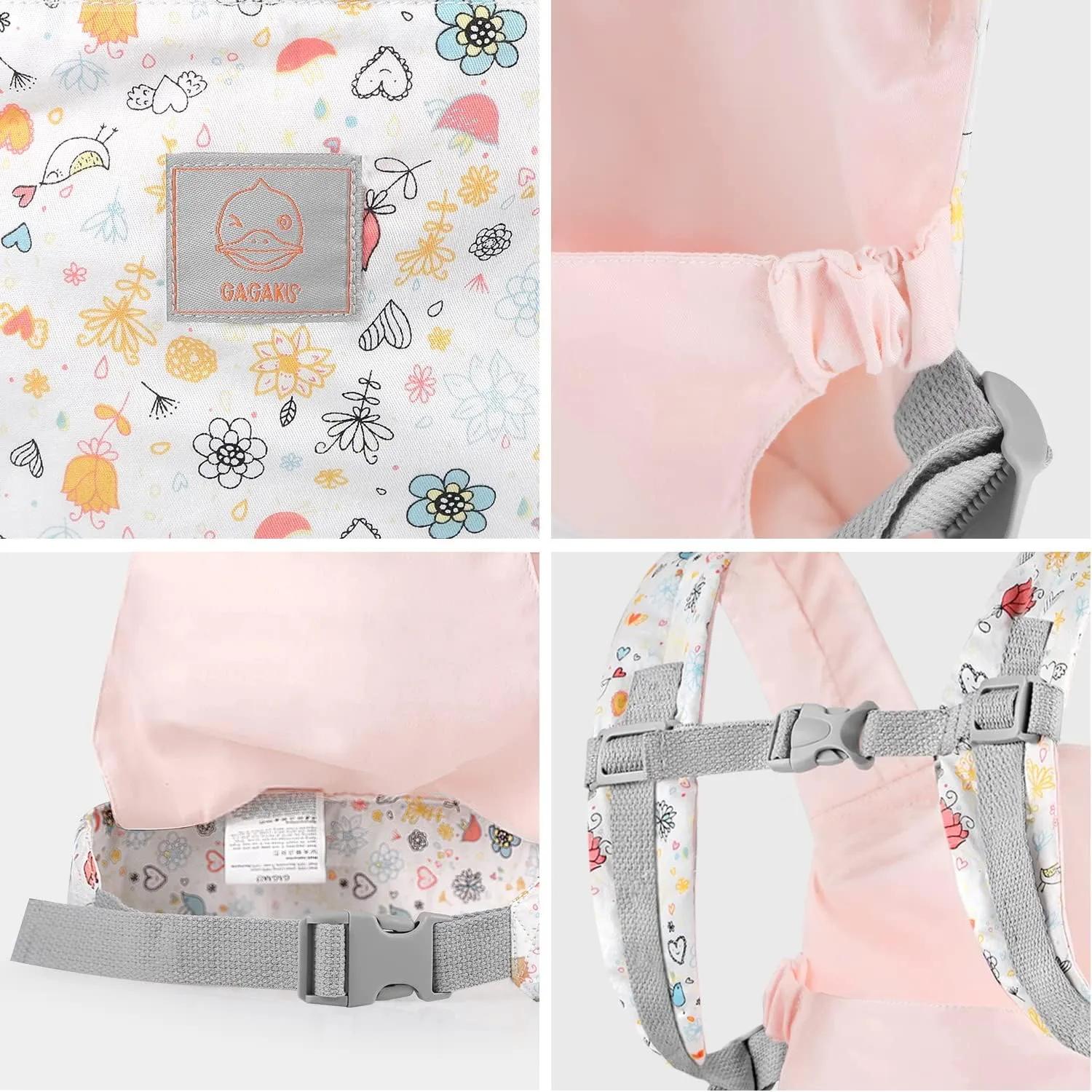 and Back Soft Cotton Stuffed Animal Carriers for shorten magnetism displace refrigerator Baby - Rose Garden GAGAKU Doll Carrier Front 