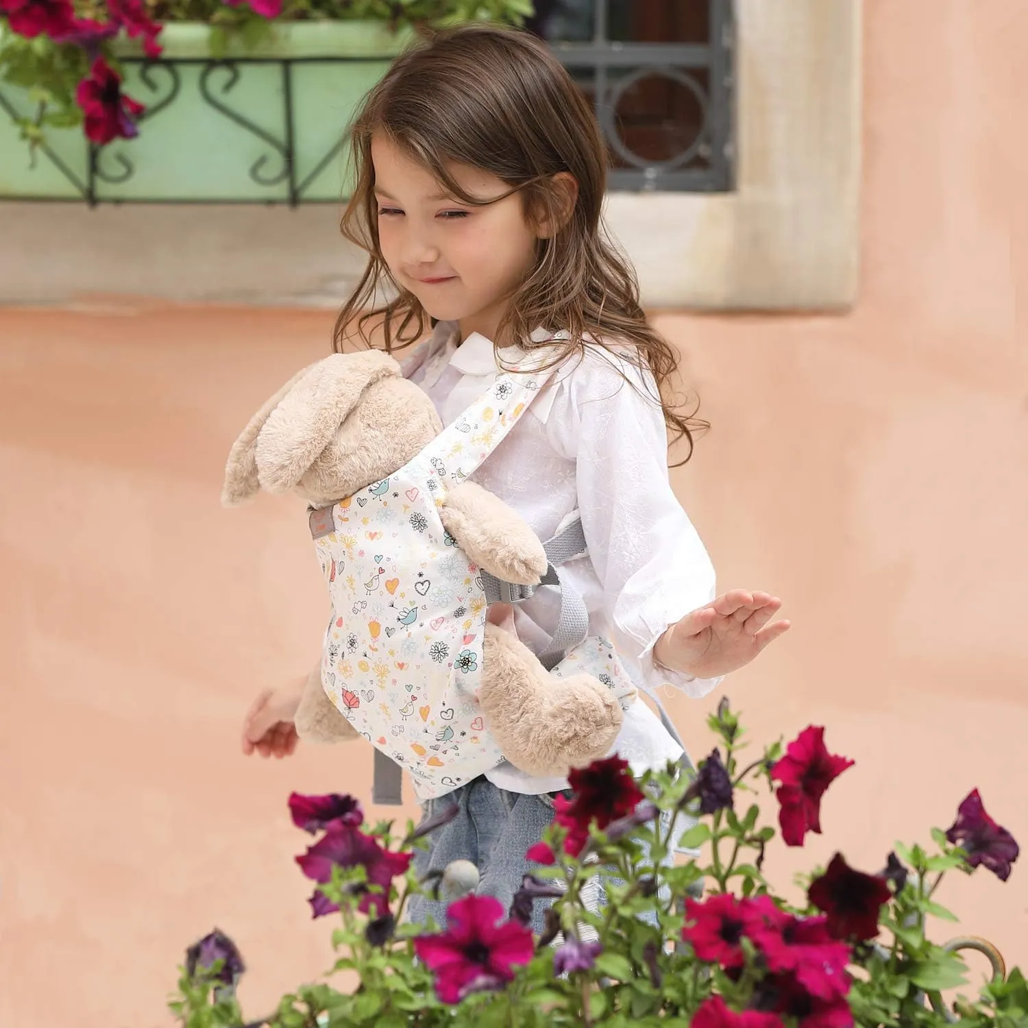 and Back Soft Cotton Stuffed Animal Carriers for shorten magnetism displace refrigerator Baby - Rose Garden GAGAKU Doll Carrier Front 